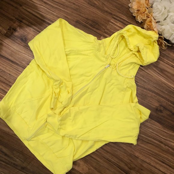 Neon Yellow Organic Cotton Zip Up Sweater - Picture 1 of 5